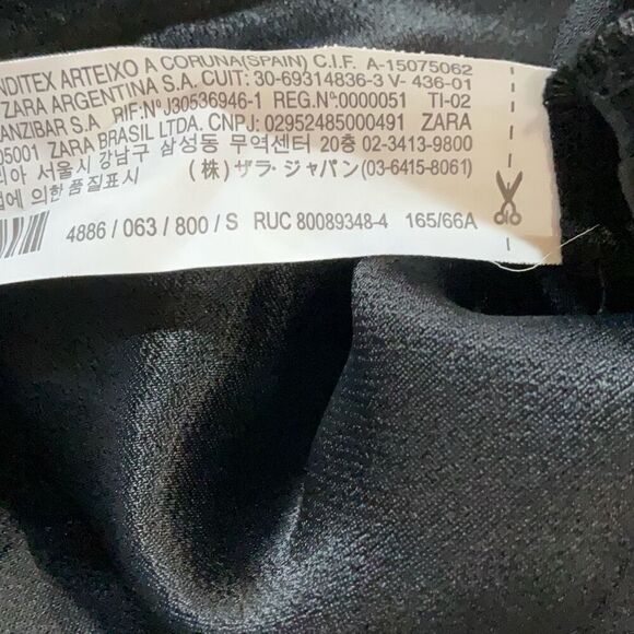 Zara Black Relaxed Strapless Pleated Flared Wide Leg Jumpsuit Size Small - Picture 7 of 9